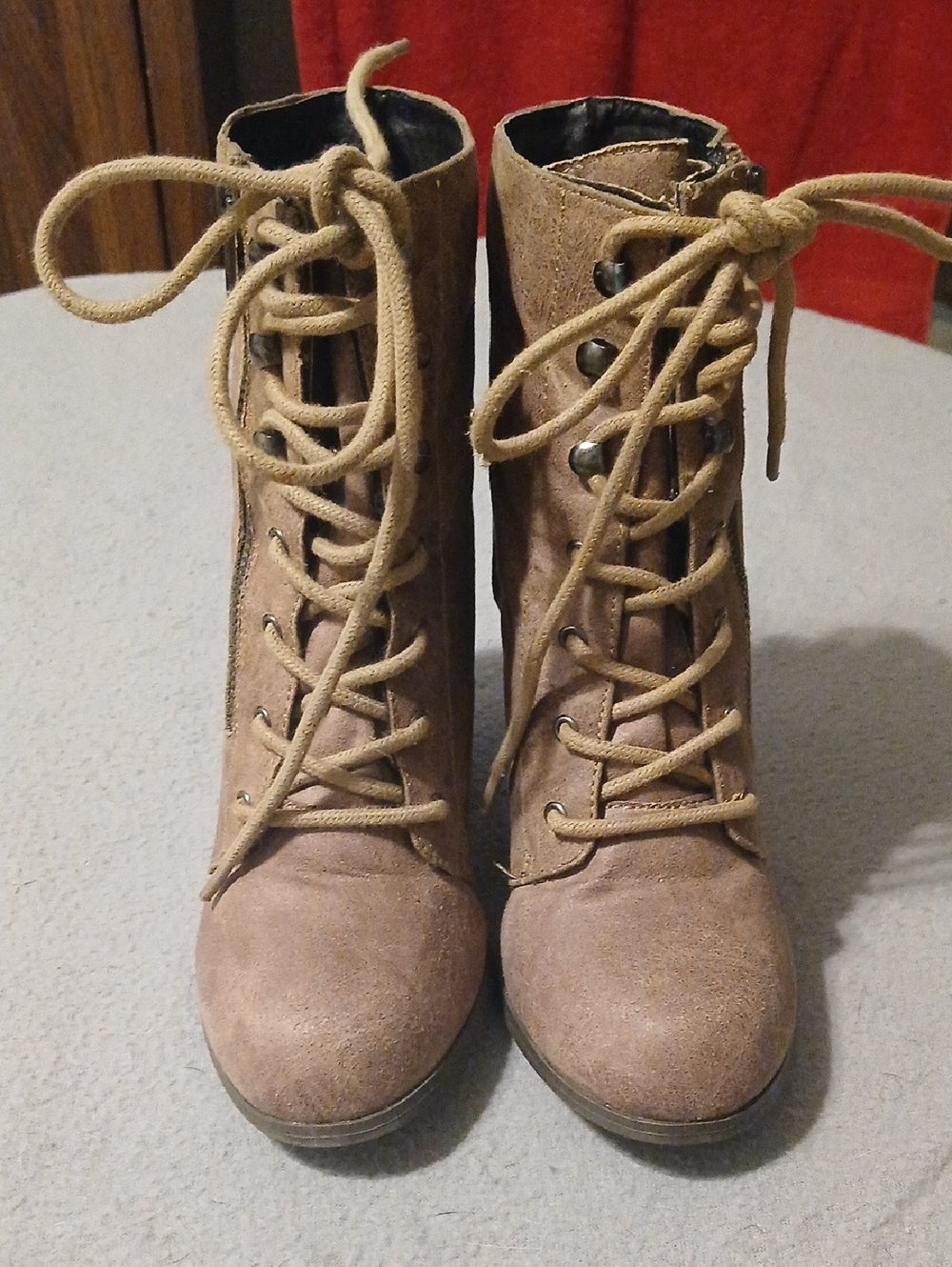 Dolce Lace-Up Suede Ankle Boots in Light Brown - Women's Fashion Boots